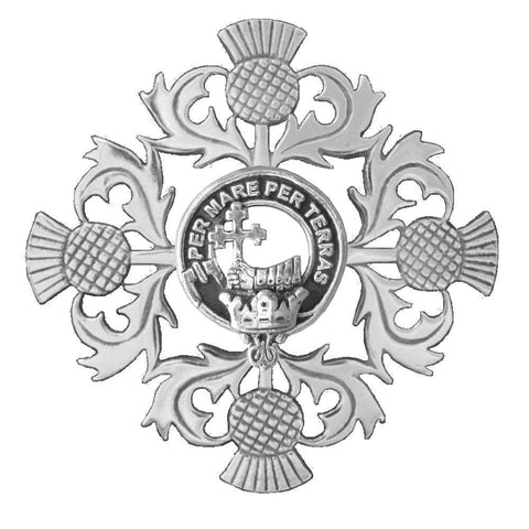 MacDonald ,Clan Donald Clan Crest Scottish Four Thistle Brooch
