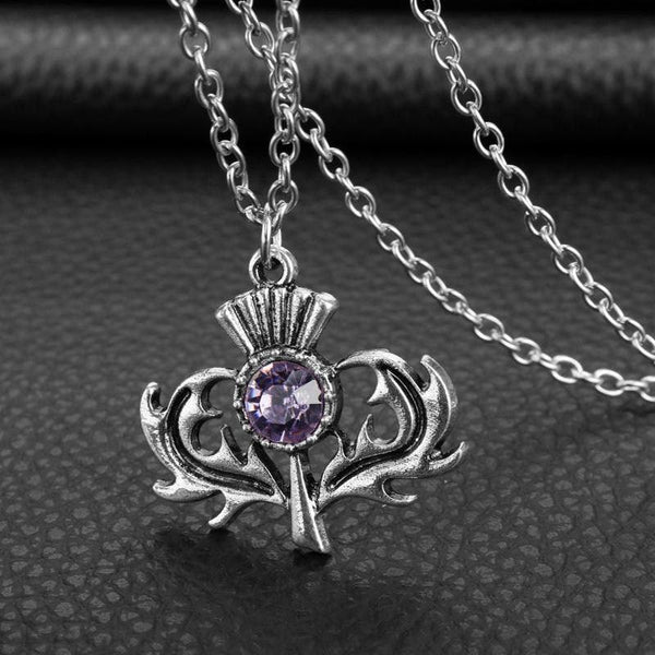 Oban Thistle Amethyst Pendant - Pewter
