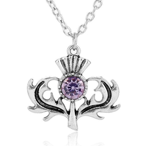 Oban Thistle Amethyst Pendant - Pewter