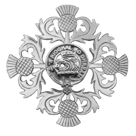 MacGregor Clan Crest Scottish Four Thistle Brooch