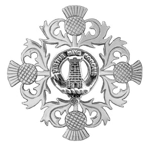 MacLean Clan Crest Scottish Four Thistle Brooch