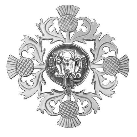 MacLeod Clan Crest Scottish Four Thistle Brooch