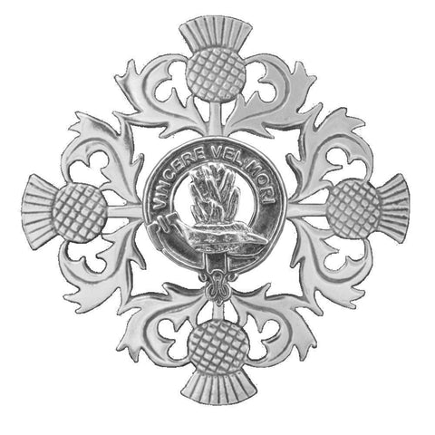 MacNeil Clan Crest Scottish Four Thistle Brooch