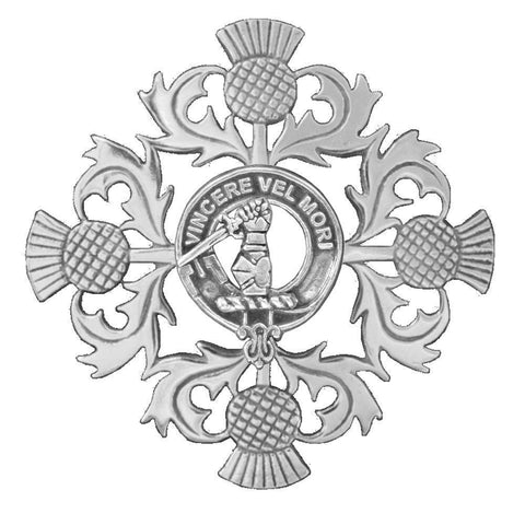 MacNeil (Gigha) Clan Crest Scottish Four Thistle Brooch