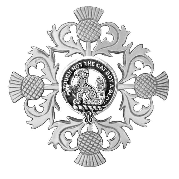 MacPherson Clan Crest Scottish Four Thistle Brooch