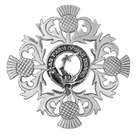 MacQuarrie Clan Crest Scottish Four Thistle Brooch