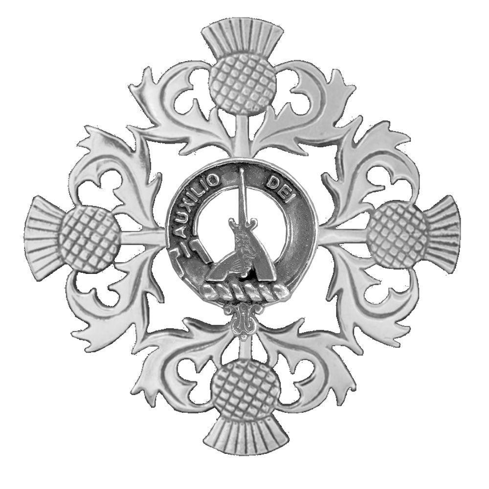 Muirhead Clan Crest Scottish Four Thistle Brooch