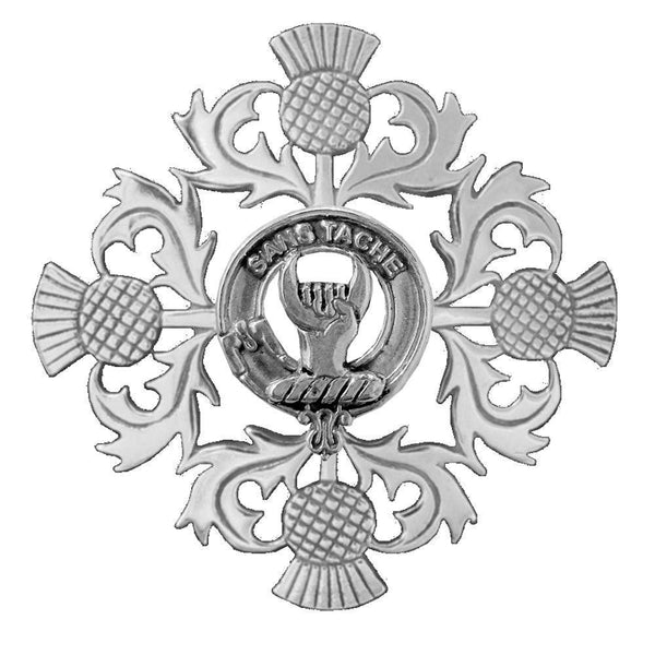 Napier Clan Crest Scottish Four Thistle Brooch