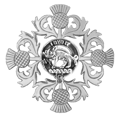 Nisbet Clan Crest Scottish Four Thistle Brooch