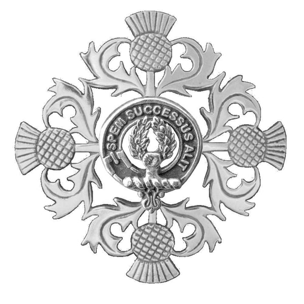 Ross Clan Crest Scottish Four Thistle Brooch