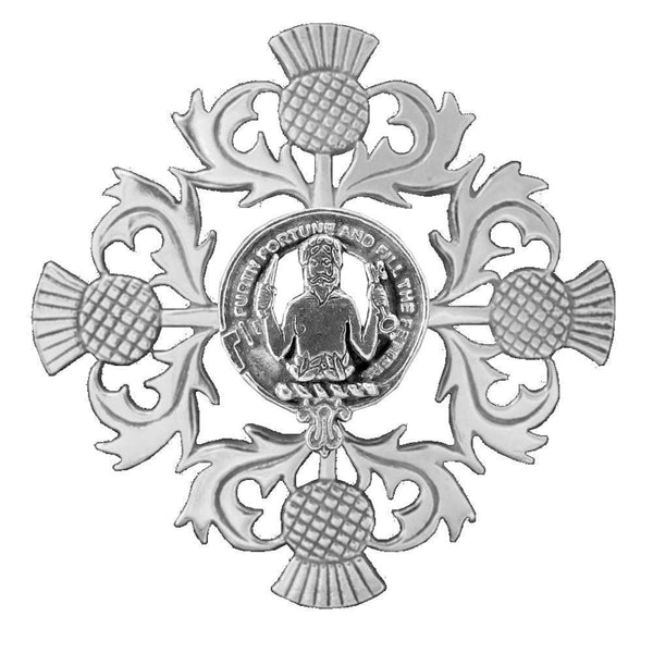 Sinclair Clan Crest Scottish Four Thistle Brooch