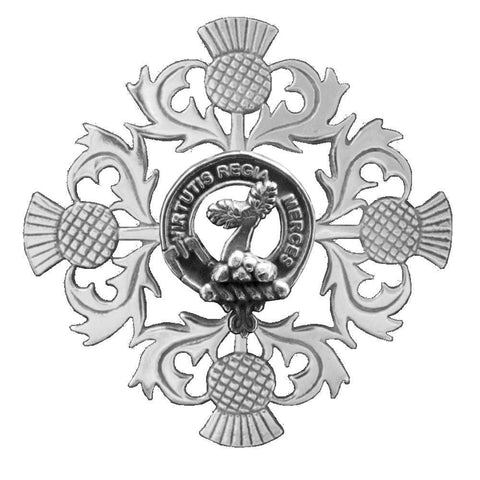 Skene Clan Crest Scottish Four Thistle Brooch