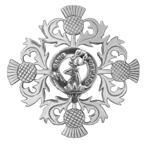 Stirling Clan Crest Scottish Four Thistle Brooch