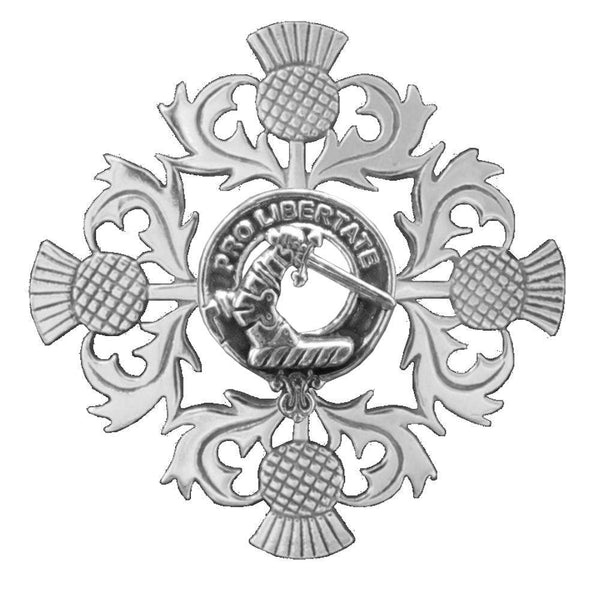 Wallace Clan Crest Scottish Four Thistle Brooch