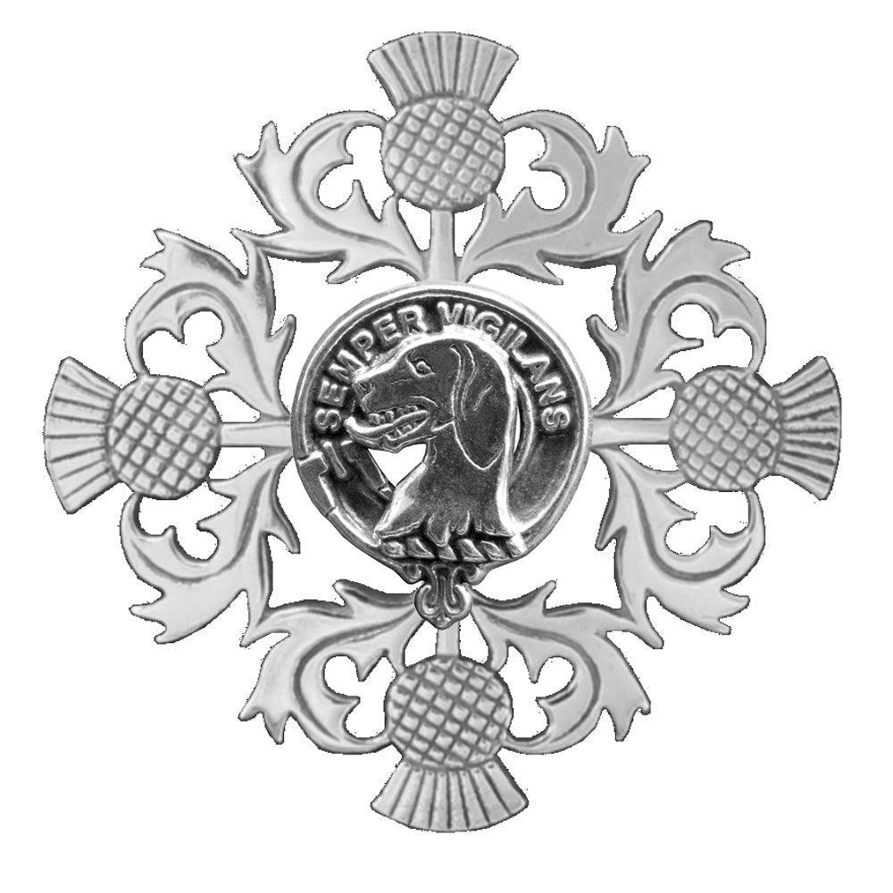 Wilson Clan Crest Scottish Four Thistle Brooch