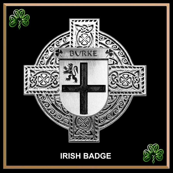 Burke Irish Family Coat Of Arms Celtic Cross Badge