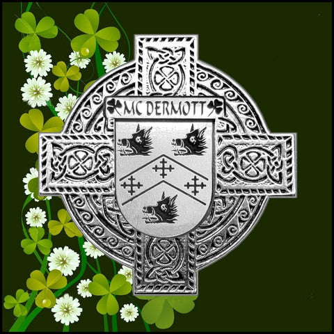 McDermott Irish Coat of Arms Celtic Cross Badge