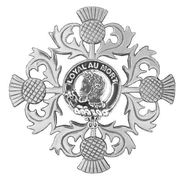 Adair Clan Crest Scottish Four Thistle Brooch