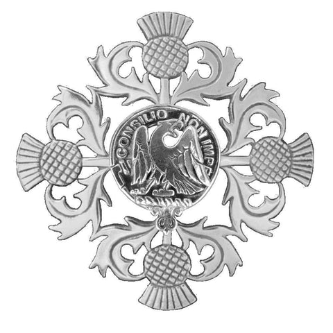 Agnew Clan Crest Scottish Four Thistle Brooch