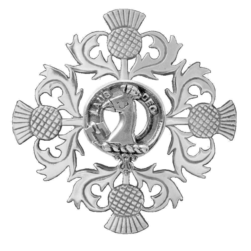 Arbuthnott Clan Crest Scottish Four Thistle Brooch