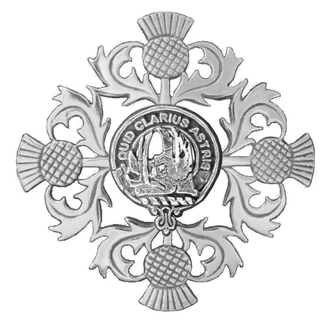 Baillie Clan Crest Scottish Four Thistle Brooch