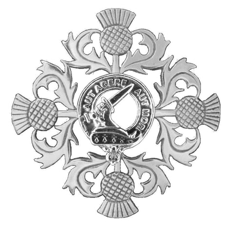 Barclay Clan Crest Scottish Four Thistle Brooch
