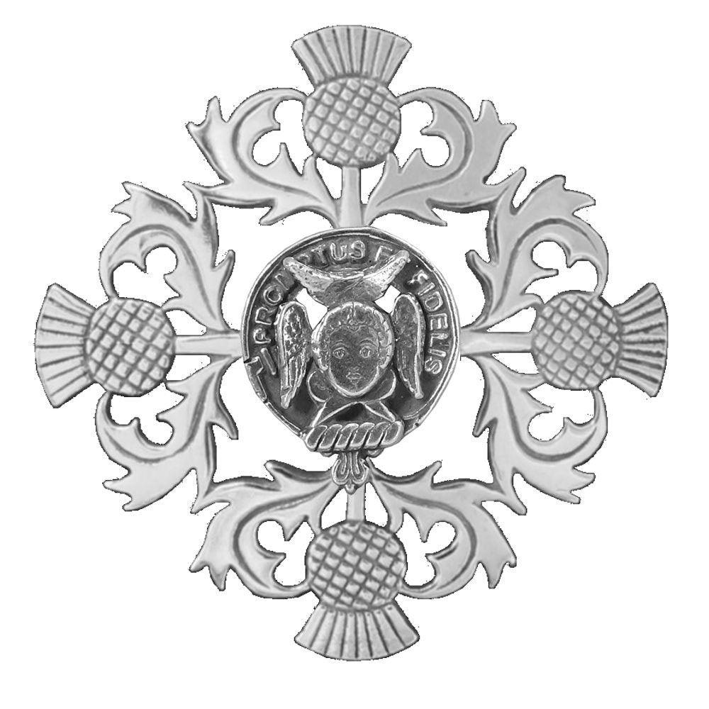 Carruthers Clan Crest Scottish Four Thistle Brooch