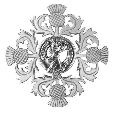 Crawford Clan Crest Scottish Four Thistle Brooch