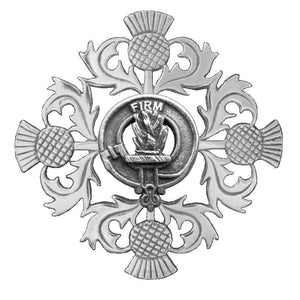 Dalrymple Clan Crest Scottish Four Thistle Brooch