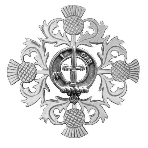 Dalzell Clan Crest Scottish Four Thistle Brooch