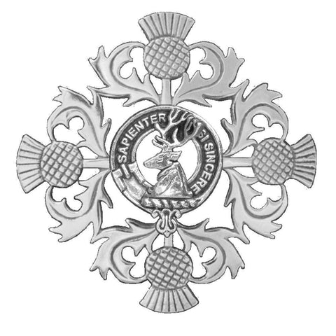 Davidson Clan Crest Scottish Four Thistle Brooch