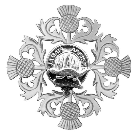 Douglas Clan Crest Scottish Four Thistle Brooch