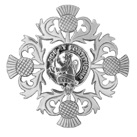 Farquharson Clan Crest Scottish Four Thistle Brooch
