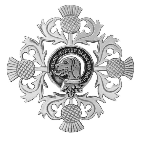 Forrester Clan Crest Scottish Four Thistle Brooch
