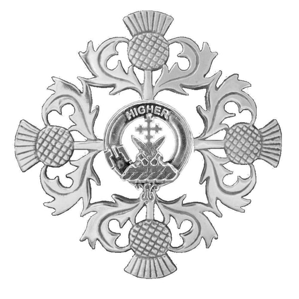 Galloway Clan Crest Scottish Four Thistle Brooch