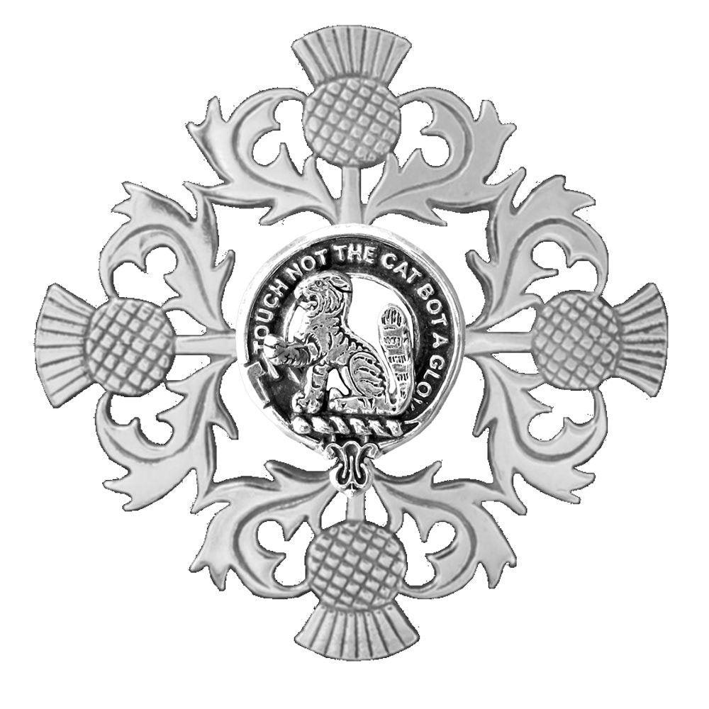 Gow Clan Crest Scottish Four Thistle Brooch
