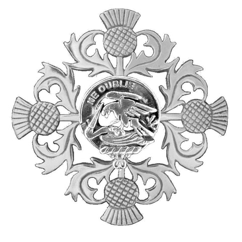 Graham Clan Crest Scottish Four Thistle Brooch