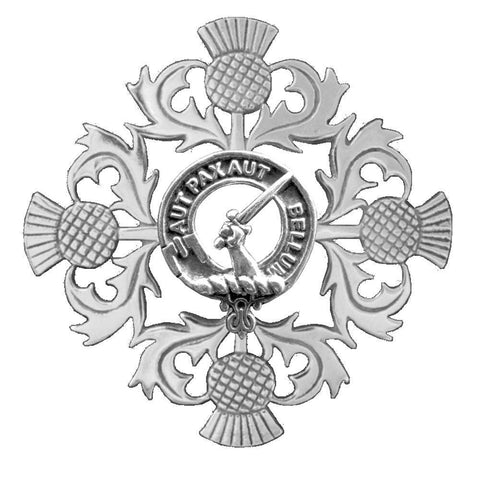 Gunn Clan Crest Scottish Four Thistle Brooch