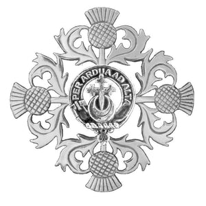 Hannay Clan Crest Scottish Four Thistle Brooch