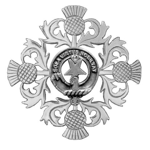 Henderson Clan Crest Scottish Four Thistle Brooch