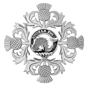 Kennedy Clan Crest Scottish Four Thistle Brooch