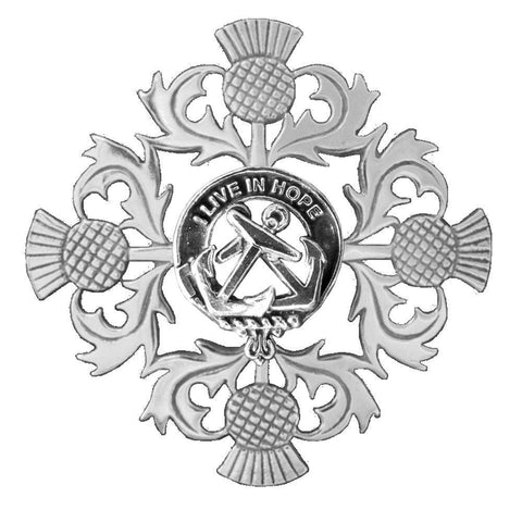 Kinnear Clan Crest Scottish Four Thistle Brooch