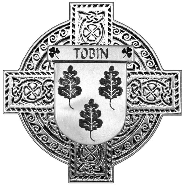 Tobin Irish Family Coat Of Arms Celtic Cross Badge