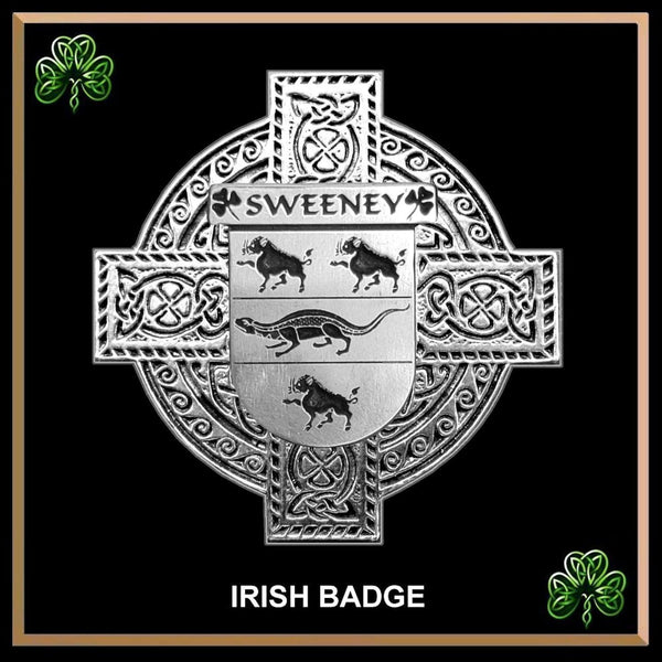 Sweeney Irish Coat of Arms Celtic Cross Badge