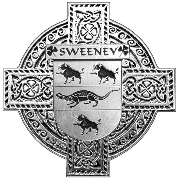 Sweeney Irish Coat of Arms Celtic Cross Badge