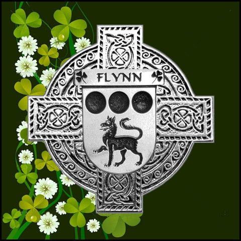 Flynn Irish Family Coat Of Arms Celtic Cross Badge