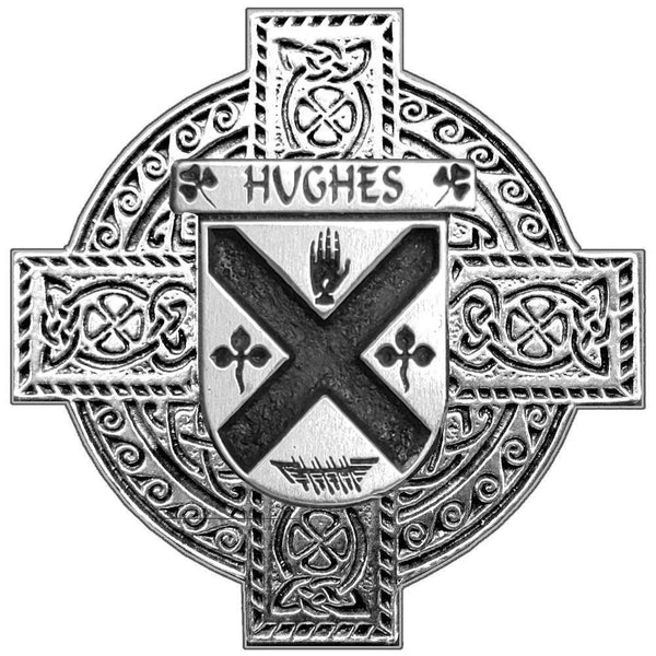 Hughes Irish Coat of Arms Celtic Cross Badge