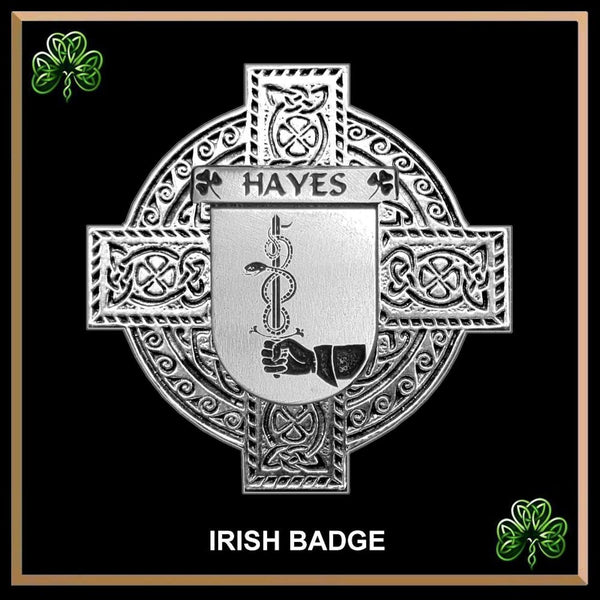 Hayes Irish Coat of Arms Celtic Cross Badge