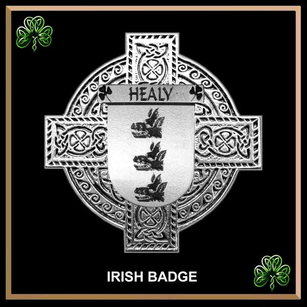 Healy Irish Coat of Arms Celtic Cross Badge