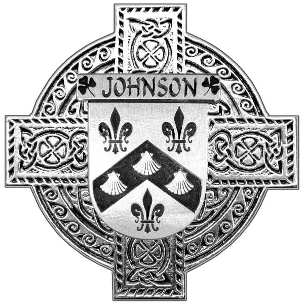 Johnson Irish Coat of Arms Celtic Cross Badge